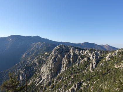 Great early evening lighting on the ridgeline just below the Tahquitz Peak summit. I was worried about making it down before dark, particularly since there's almost 1,000' of uphill on the way back to Tahquitz Peak, but I made pretty good time.