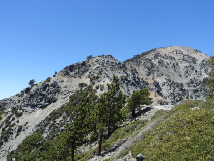 Further up the Devil's Backbone. You can see the toughest section of the trail traversing along a ledge across the cliff face on the left.