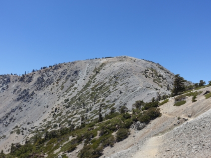 Back to more level terrain now with a good view of the trail winding the rest of the way to the summit.