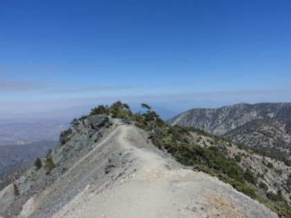 Looking back down the trail as it becomes clear where the Devil's Backbone trail gets its name. You defintiely don't want to slip here!
