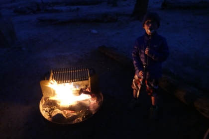 S'mores. Except Aidan likes just the marshmallow, no chocolate or graham cracker. Crazy.
