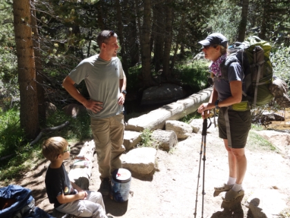 As we were sitting having a snack break, along comes my friend George and his wife Jodi! What an incredibly random encounter! While I know they like to backpack the Sierras this time of year, what are the odds of seeing them on this mountain, on this trail, at this exact moment in time?!