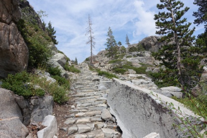 There are elaborate rock staircases in places. Probably built by the CCC decades ago to benefit the horses that are used on this trail.