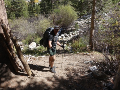 We saw a couple of these barbed wire blockades on the trail. Very similar to what I saw in Jack Main Canyon. I'm still not entirely sure what they're for.