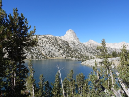 Looking back along the lake at Fin Dome, now well behind us after having watched it get slowly closer for the last day.