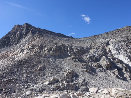 A look at Glen Pass, still almost 800' above us. You can see the trail switchbacking up the face to the left.