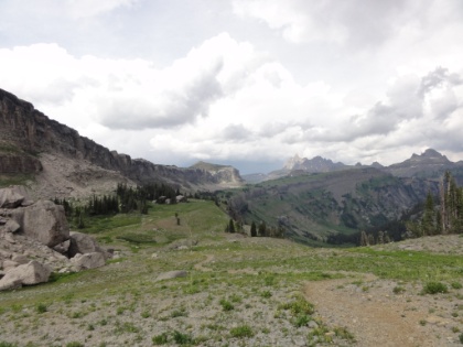 A look along the Shelf with Death Canyon to the right and the Grand Teton in the distance.