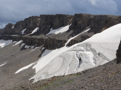 A closer look at the glacier. I took a small detour to actually walk out onto it. I can now say that I have stood on a glacier!