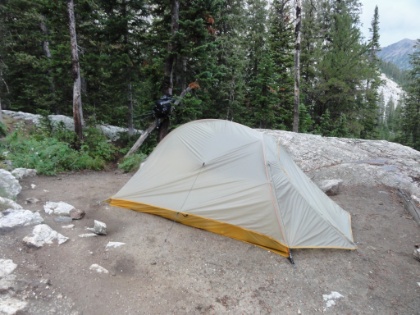 I got camp setup just before it started to rain again. As the rain started, an older couple came into my site and clearly didn't quite understand how the sites worked. They should have had to hike a mile into the zone to find an open site, but ended-up setting up their tent just dowhnill from mine on a pad marked "Closed for Rehabilitiation". Normally I would have been really upset, but on this storny night, I didn't mind having some company around.
