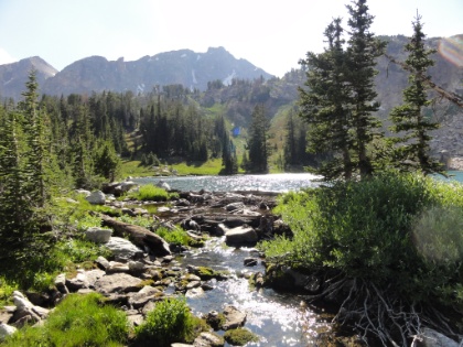 Holly Lake draining into the lower lake.
