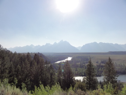 Now officially in Grand Teton National Park, I start to get my first view of the Tetons and the Snake River. I then continue the drive all the way down to Jackson, which will serve as my staging area for the hike.
