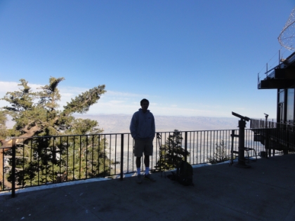 Coach Dru on the balcony overlooking Palm Springs more than 8000' below.