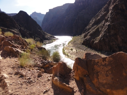 The River Trail follows the Colorado River for about a mile and a half. The trail is deep sand in places, which slows my pace. Fortunately, all my beach volleyball has me pretty accustomed to powering through the sand.