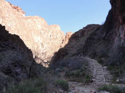 Leaving Pipe Creek at about 3000' and getting ready to head up the Devil's Corkscrew, which is a nasty set of switchbacks covering about 600 vertical feet.
