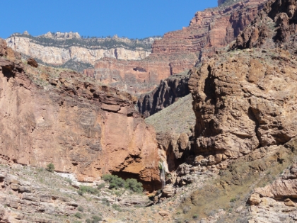 The first view of Ribbon Falls. It's a short (0.3 mile) detour to the bottom of the falls, but I decide to play it safe and save it for another time. I'm less worried about the 0.6 miles round-trip than I am in spending time at the falls and falling way behind schedule.