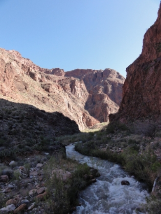 Entering The Box, which is an extremely narrow canyon cut by Bright Angel creek. I'm not sure how much water is in the creek at other times of the year, but right now, it's roaring.