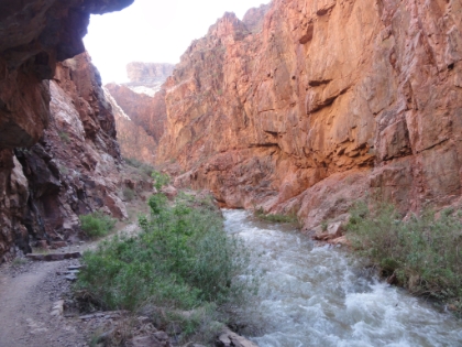 In places where there isn't enough room on either side of the creek, the trail is literally blasted out of the canyon walls.