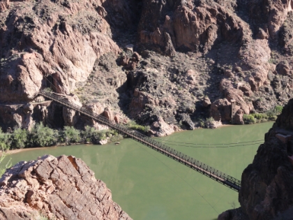 The first full view of the Kaibab suspension bridge across the Colorado River.
