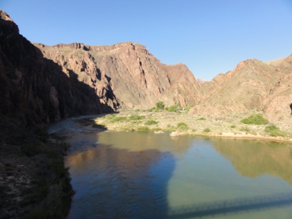A look down the Colorado River from on top of the bridge. The first stage of my journey is complete as I head into Bright Angel camp and Phantom Ranch.