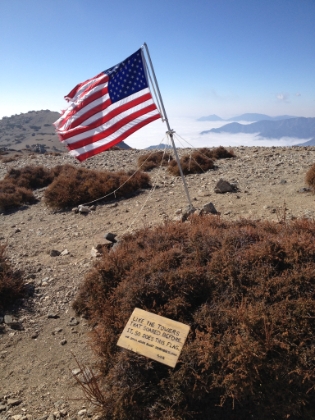 First picture from the top. I made it well under my 45 minute goal. Looks like somone has added a September 11th memorial since last time I was up here.