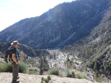 Dad looking down at the Middle Fork of Lytle creek, or what remains of it in this very dry year.