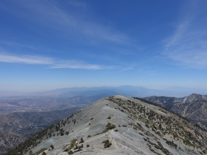 Almost to the top, looking back across Mt. Harwood and out towards San Gorgonio.
