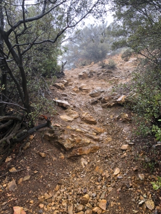 The slick, rainy conditions made the infamous steep scrambles even more fun.