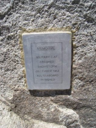 The official memorial plaque at the wreck site.