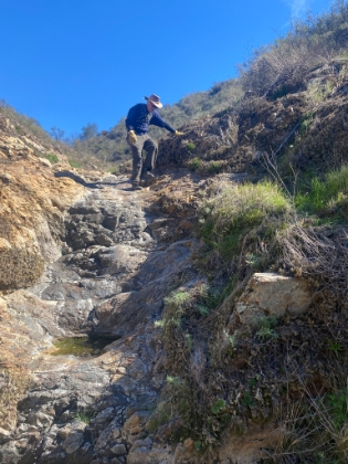 Heading back down the creek bed to find the ridge trail.