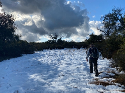 That's quite a snowfield for the Santa Ana mountains.