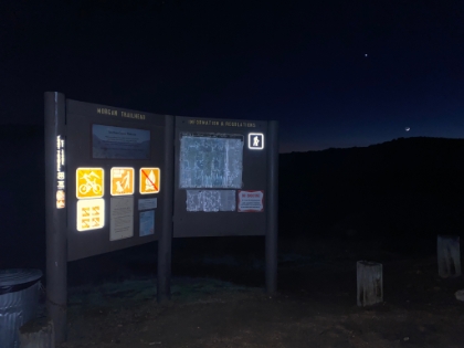 We finished in the dark. End to a great, snowy experience in the San Mateo Wilderness.