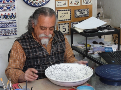 Hand painted pottery in the Armenian Quarter.