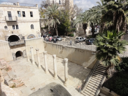 A look down at an escavated avenue dating back to the days of Roman occupation in the city. This was one of the main avenues during that time.