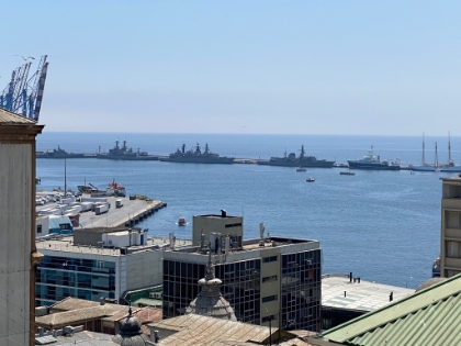 Valpara&iacute;so is home of the Chilean Navy, with several vessels currently at port.