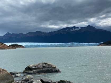 Once we reach the other side of the island, we're rewarded with a great view of the glacier.