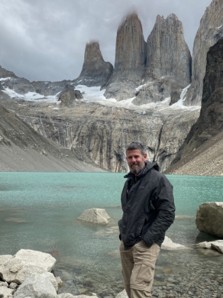 The super couple snapped a photo of me in front of the Torres del Paine.