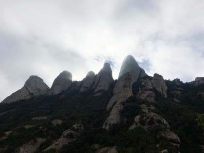 Looking up at the Serrats (serrated peaks) near the summit. I believe one of them may be Sant Jeroni.