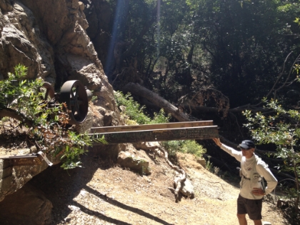 The Dawn Gold Mine is here, which must be the end of the trail. There's still some old equipment lying around.