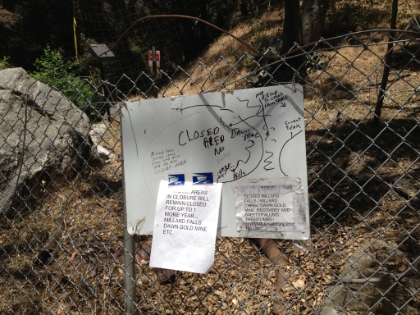 Back down to the trailhead. We find a sign indicating that the entire area we had been in was totally closed for safety reasons. Now the unmaintained state of the trail makes a lot more sense! While the day didn't turn out to be the run we had hoped for, it was a lot of fun nonetheless.