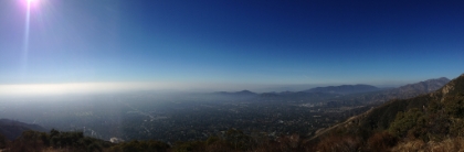 A panoramic view of the valley below from the Echo Mtn peak after a 2.7 steady climb up from the Altadena trailhead.