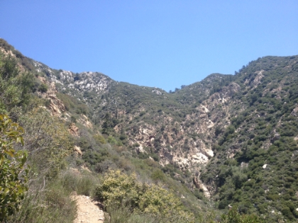 Climbing-up Las Flores Canyon almost up to the ridge.