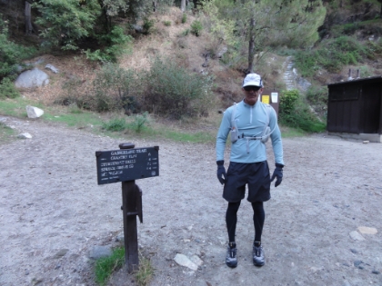 Dr. Rock at the Gabrielino trailhead. The temperature is in the low 40s, but it looks like the weather will be perfect today.
