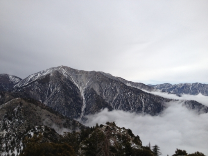 More great cloudy views of Mt. Baldy, which seems so close. Evidently there is a completely unmarked, and very difficult route over the ridge to the Baldy summit. Maybe next time...