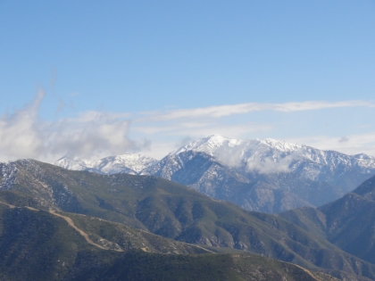 A zoomed-in shot of Mt. Baldy with Dawson Peak and Pine Mtn. to the left.