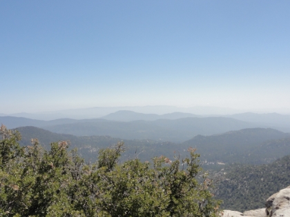 Layers of hazy mountains. Typical view from the San Jacinto area.