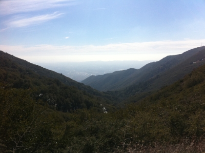 A look down Santiago canyon from the saddle.