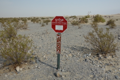 Next stop was the Mesquite Flat sand dunes. These warning signs are all over the park. I can only imagine how many Search and Rescue operations they must have in Death Valley. I also love the addition of the "No Drones" symbol to the list!