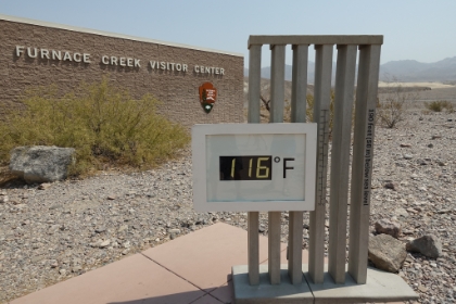 Next stop was the Furnace Creek Visitor Center. In less than an hour, the temperature and gone from 95 to 116. I was hoping for higher, but would be content if it stayed at 116. Little did I know, the heat of the day was just starting!