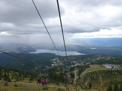 Heading back down the lift with a great look at Whitefish Lake just as it was starting to rain.