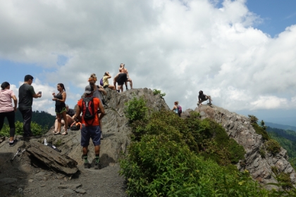 Like most trails in the Smokies during the summer, it was extremely crowded. The conversation was mostly about how incredibly difficult people thought the trail was. Definitely a tourist crowd. I didn't stay for long.